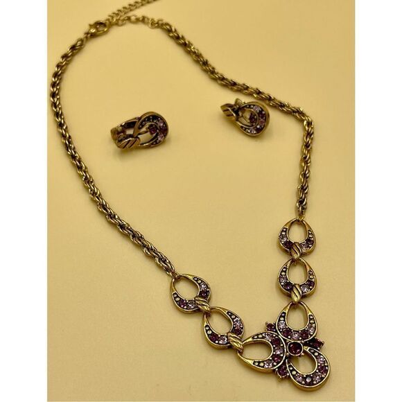 Romantic Vintage Jewelled Lavalier Necklace and Earrings Set - Picture 8 of 8